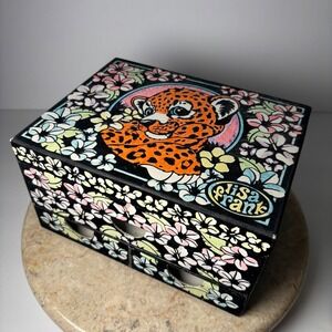 Lisa‎ Frank Hunter the Leopard Jewelry Box Small Black Tropical Floral Drawers